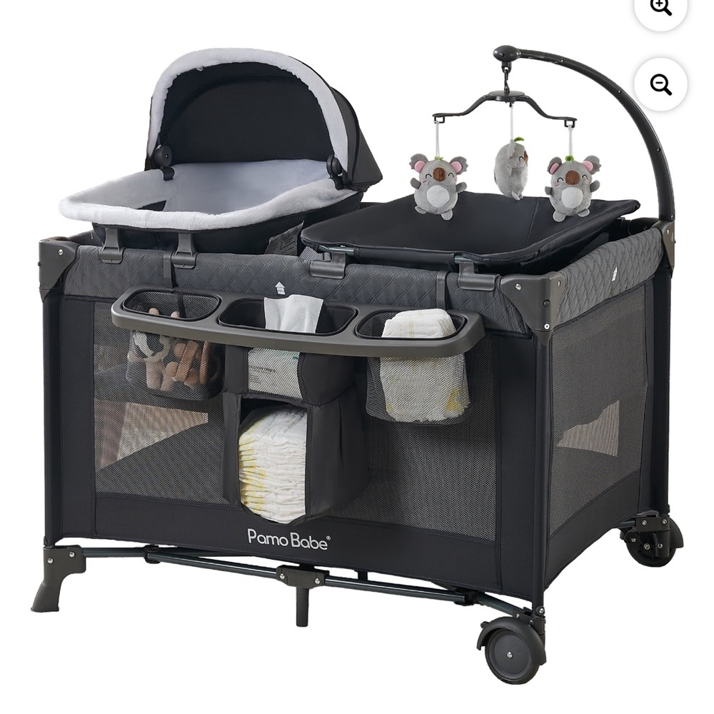 Black Baby Playard with Bassinet and Organizer